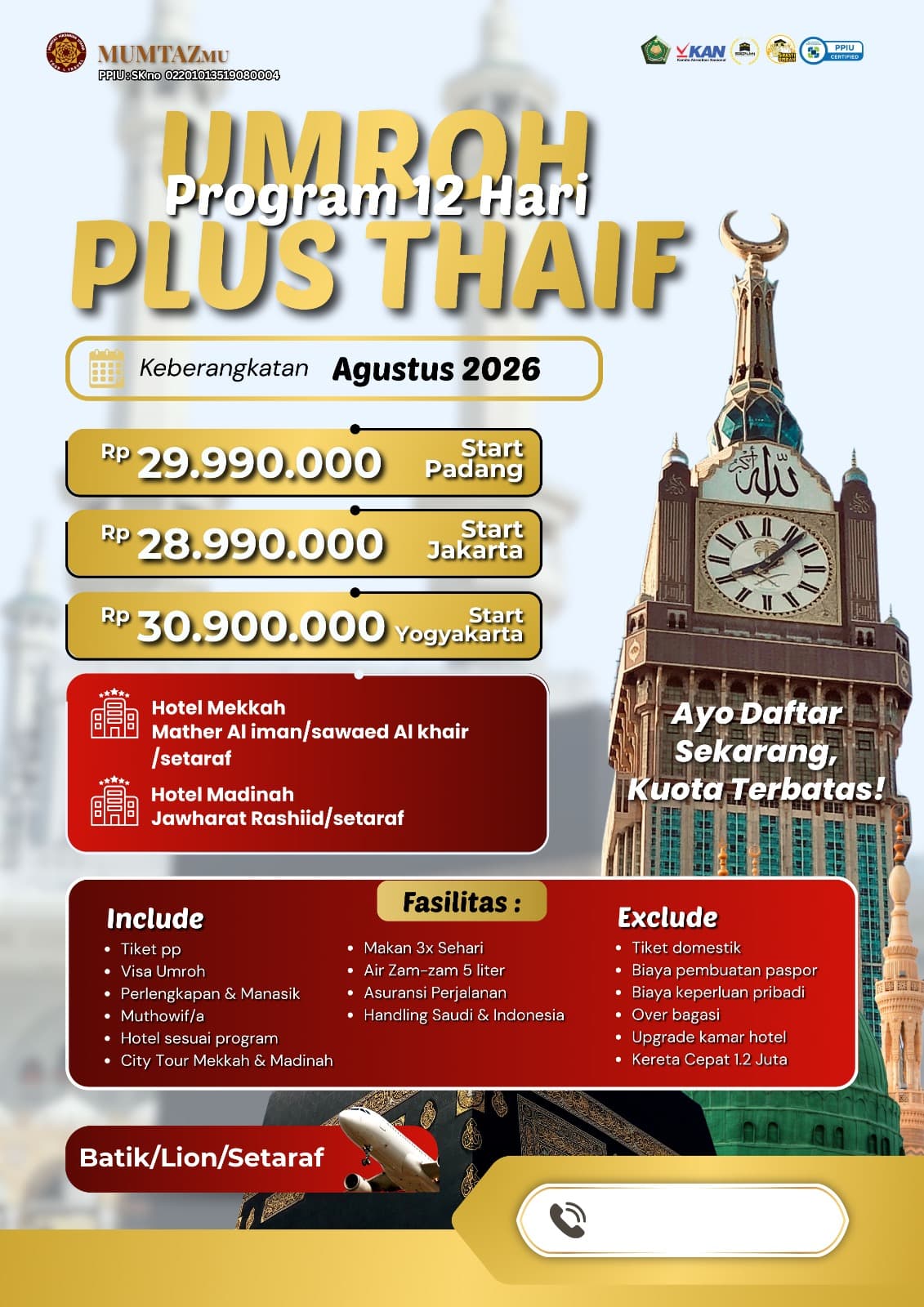 UMROH PLUS THAIF - START JAKARTA